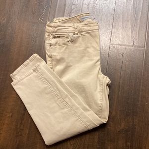 CHICOS Platinum Denim tan kaki jeans size 2  12/14